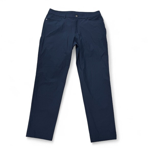 Lululemon ABC Pants Mens 34 x 30 Navy Blue Chino Stretch Casual Golf Straight - Picture 1 of 12